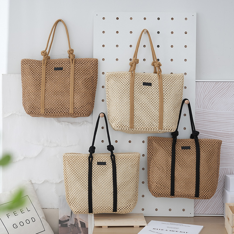 Ins Hollow New Shoulder Bag All-match Large Capacity Women's Woven Tote Bag Summer Leisure Vacation Seaside Bag