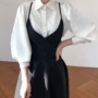 韩国翻领灯笼袖法式连衣裙