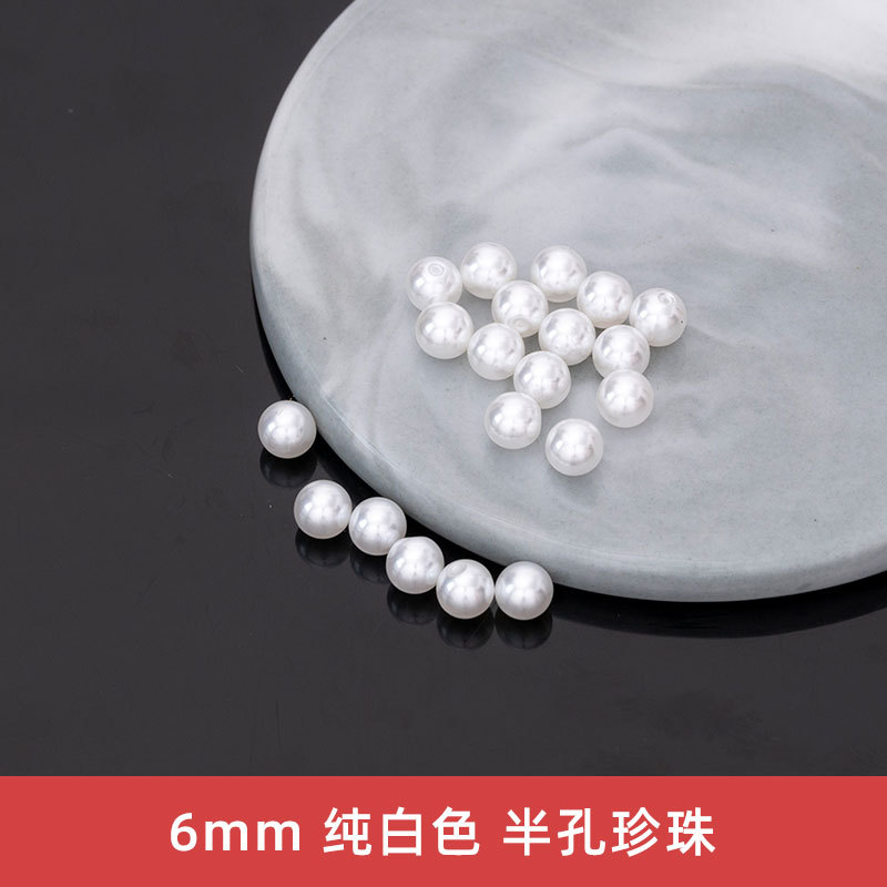 Cuentas sueltas de imitación de perla hechas a mano con agujeros, material de perla artificial de plástico, accesorios de cuentas de medio agujero para bricolaje