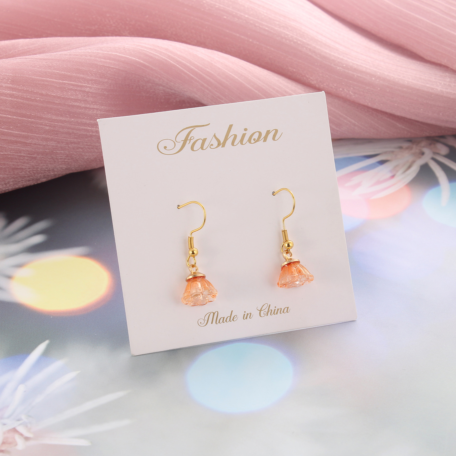 Simple Style Flower Stainless Steel Plating Drop Earrings 1 Pair