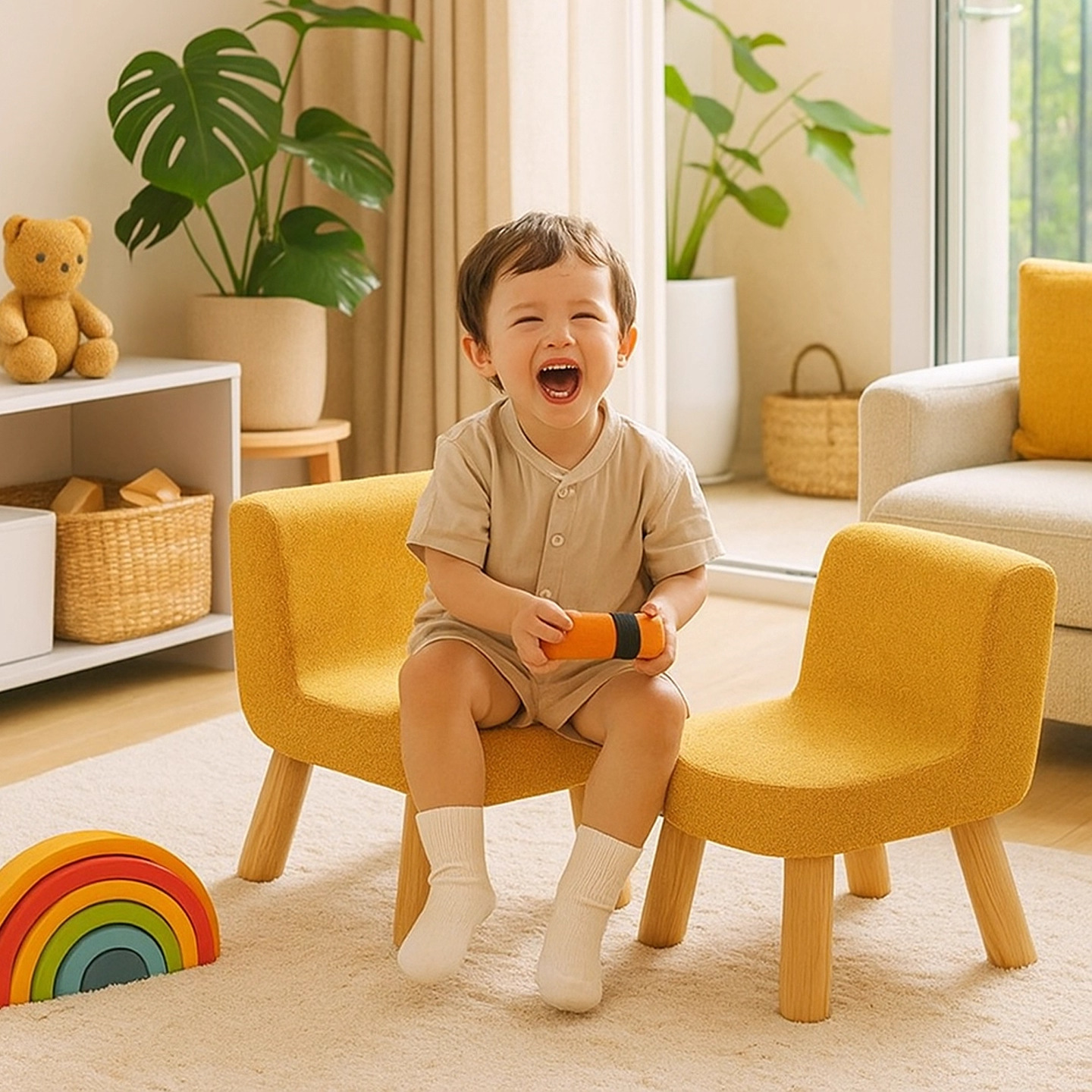 Practical Small Stool for Home Use, Low Stool with Backrest, Small Chair for Living Room, Sofa Stool, Solid Wood Bench, Shoe-Changing Stool by the Door