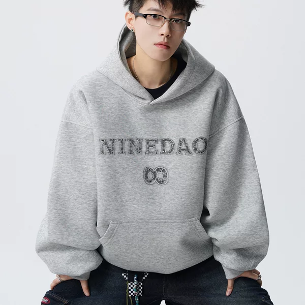 Autumn letter print heavyweight versatile pullover hoodie casual loose-fit hooded sweatshirt Korean style trendy brand oversized men's jacket