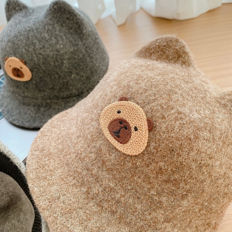 Sombreros de primavera y otoño para bebés de estilo británico, sombreros de lengua de pato para bebés de lana caliente, sombreros de caballo de invierno para niños y niñas, sombreros caballeros