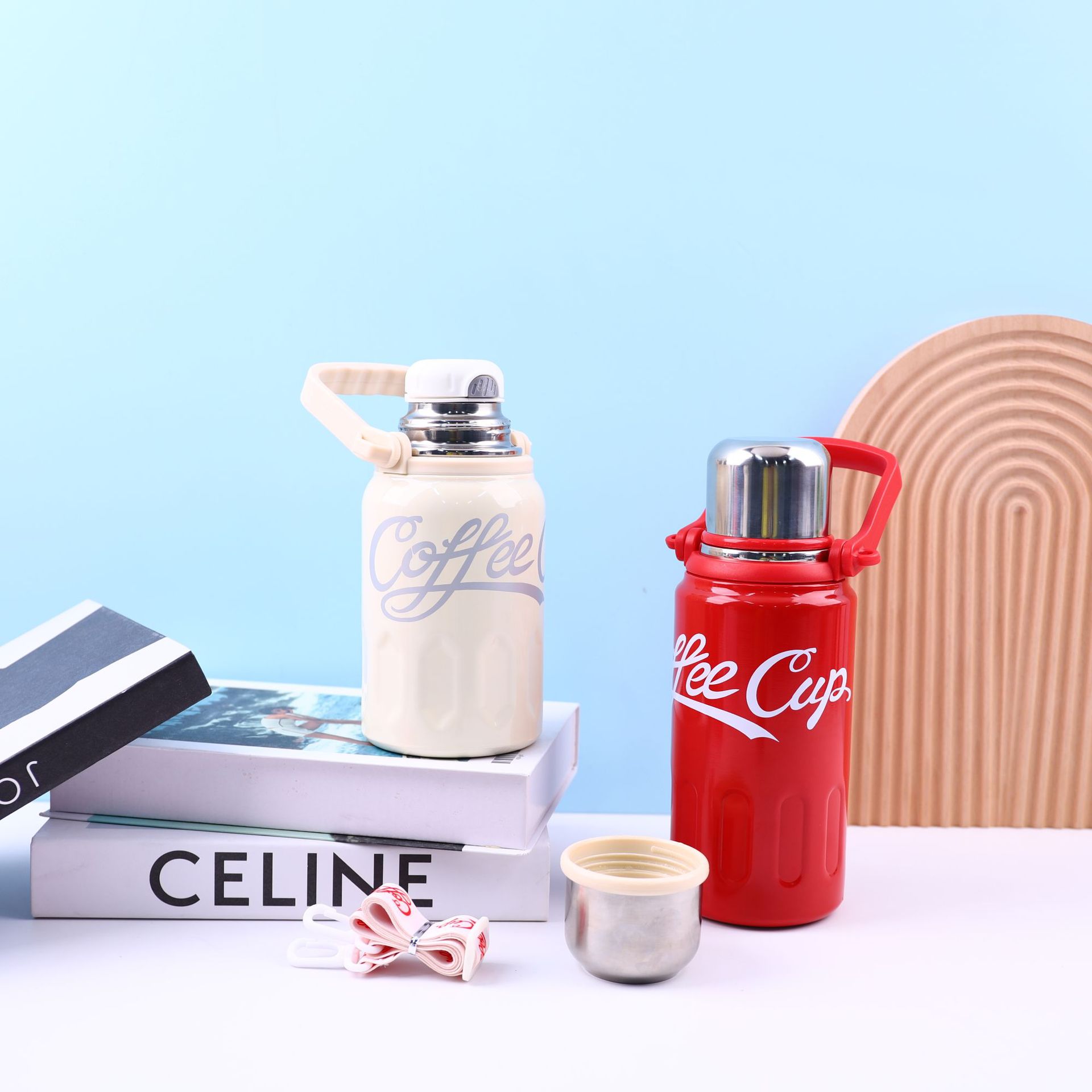 Gran capacidad 316 acero inoxidable taza de aislamiento correa portátil hervidor deportivo al aire libre taza de cola portátil aislamiento doméstico