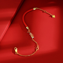 国潮故宫锦鲤手链女复古风s925纯银本命年红绳编织手绳手链吉祥物