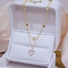 South Korea's East Gate Gold Plating Love Double Flash Drilling Shishi Neck Chain Female Clavical Bone Chain CHOCKER temperament necklace