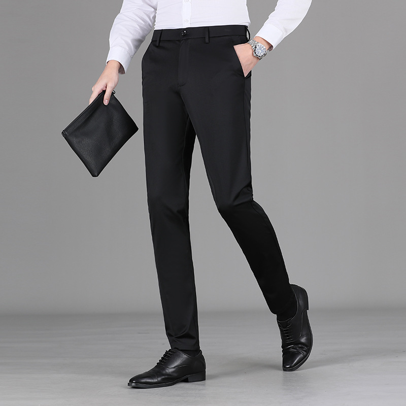 Fat Brother 2022 Pants for Spring, Summer, Autumn and Winter Men's Slim-fit Pants Straight-leg Mid-waist Elastic Plus Size Plus Size Casual Pants