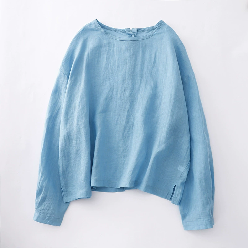 Реальный снимок новой модели весеннего кардигана 2025 года, однобортный, с длинными рукавами, двусторонний, женский, из хлопка и льна, для отдыха.