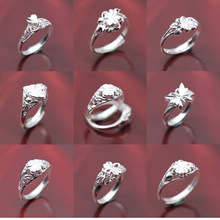展销会仿银戒指女活口韩版时尚铜镀银开口花戒礼品2元店货源珠宝