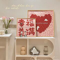 北歐ins風正方形桌面擺畫餐廳裝飾畫治癒系客廳壁畫臥室床頭掛畫