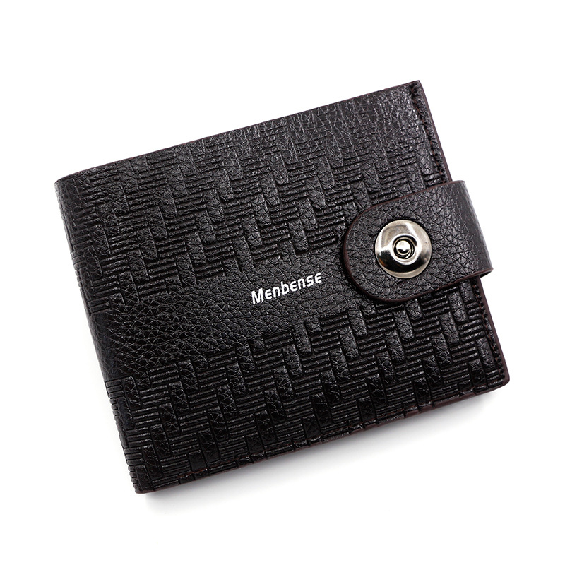 Moda casual en relieve de los hombres billetera corta hebilla magnética simple cartera delgada bolsa de plata monedero de los hombres