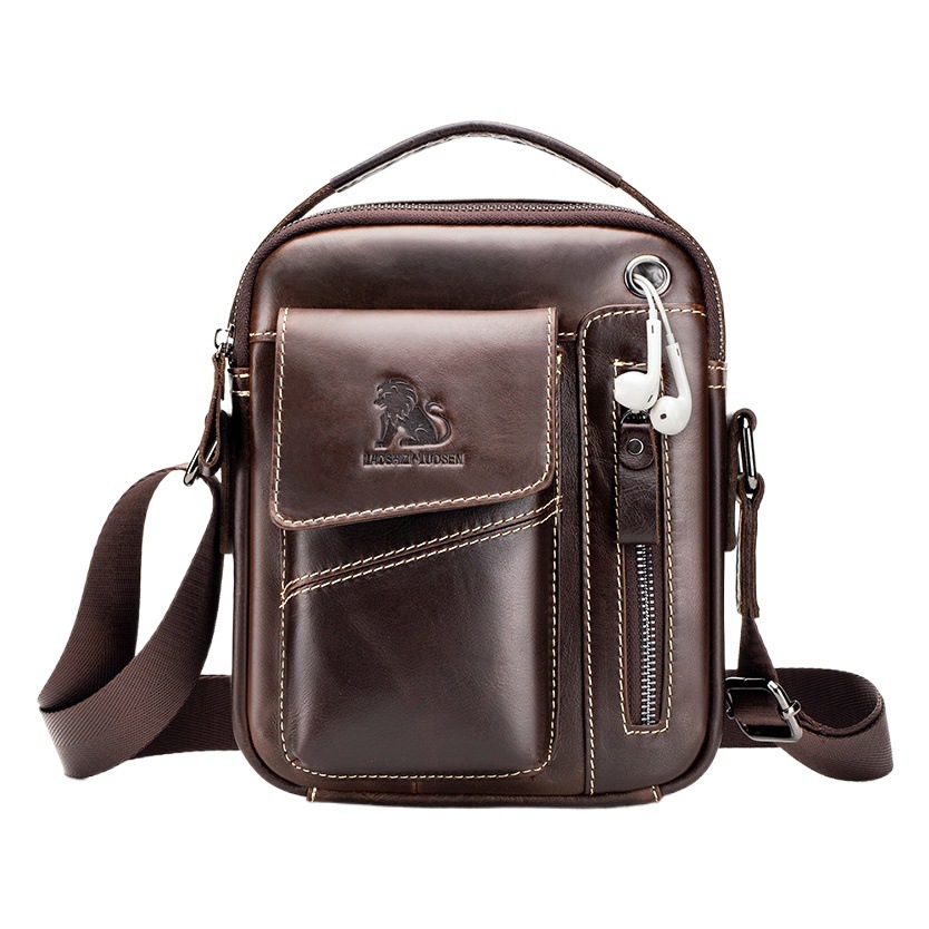 Bolso de hombro pequeño de los hombres de piel de vaca primera capa de piel de vaca hombro crossbody bolsa de deportes de moda MINI Bolso pequeño bolso duradero