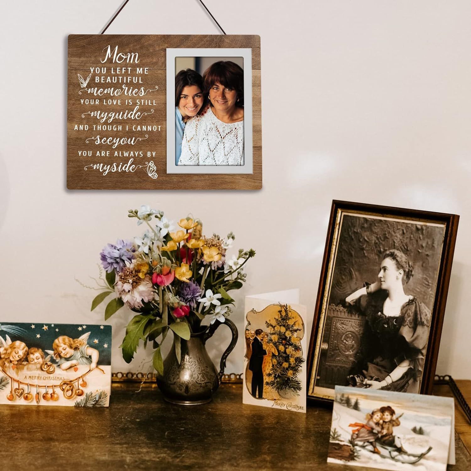 Decoración de pared de madera colgante creativo copywriting marco conmemorativo de fotos