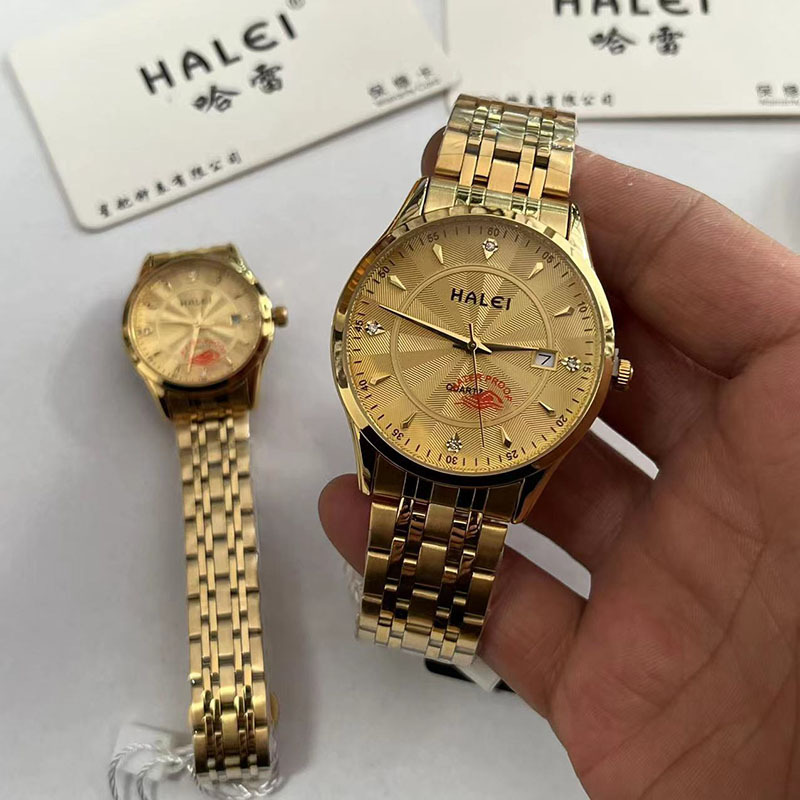 Calendar Full Gold Digital Adult Student Pair Watch Couple Steel Band Watch Quartz Watch