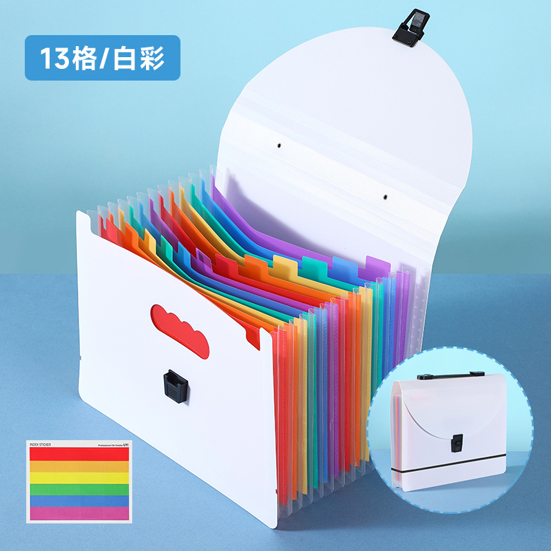 Nuevo portátil transfronterizo 13 / 25 bolsas de órgano arcoíris PP carpeta impermeable paquete de materiales de oficina para estudiantes image 11