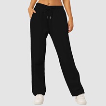 Solid color casual straight leg sweatpants��ɫ���eֱͲ�lѝŮ