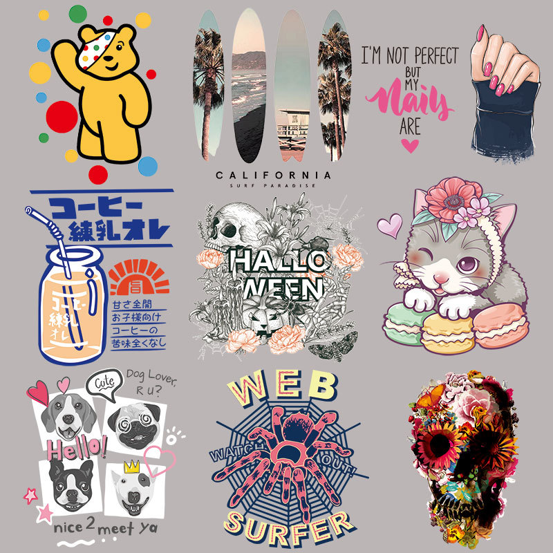新款卡通烫画定 制衣服logo烫印图案 胶印印花耐水洗热转印烫图
