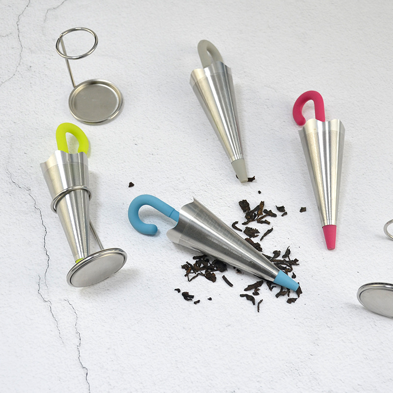 Creativa paraguas colador de té hogar al por mayor embudo de acero inoxidable Filtro de aislamiento de té neto fabricante de té accesorios colador