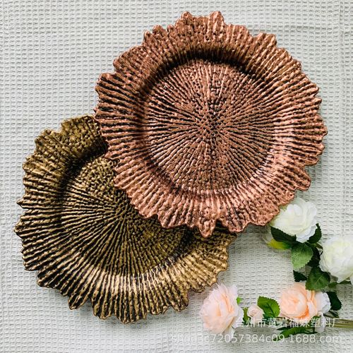 Fruit plate banquet plate European style household light luxury western food decoration tray lace plate electroplating spray paint transparent process