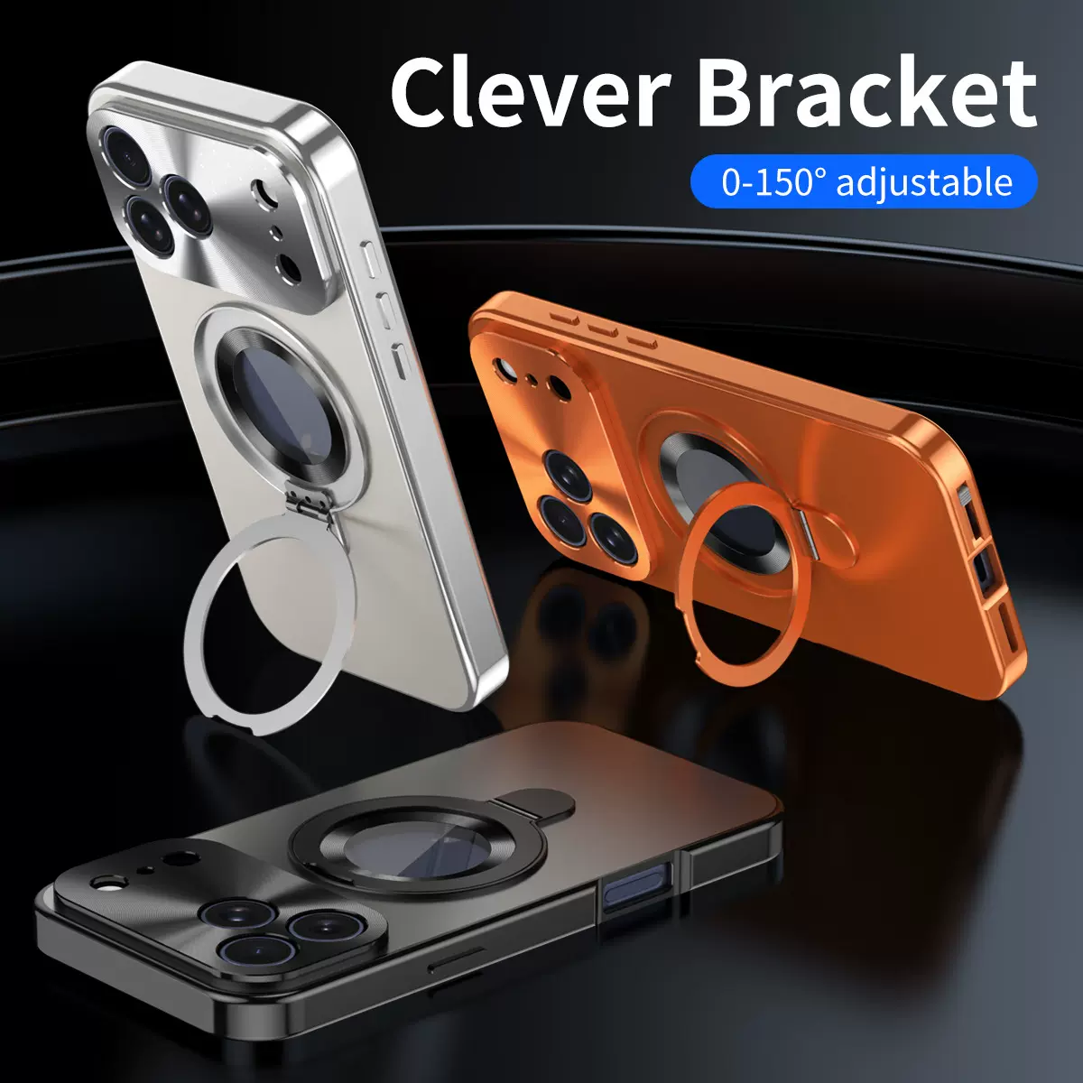 适用苹果17PRO原机背板手机壳ip16磁性漏标金属支架防指纹保护套