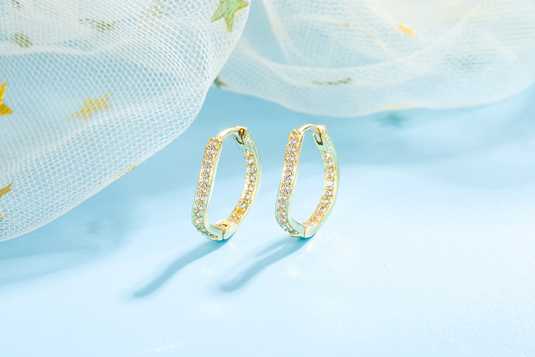 European and American diamond wavy earrings female 18k gold inlaid zircon earringspicture1
