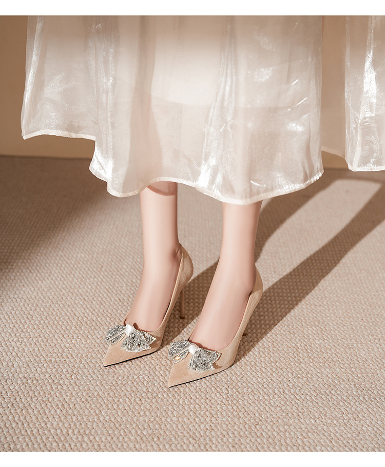 9888H-101 Wildleder-Schleifen-Strass-Schuhe – Hochzeitsschuhe, Alltagsschuhe, professionelle, vielseitige Schuhe für Arbeit, Bankett und festliche Anlässe_voghion.com