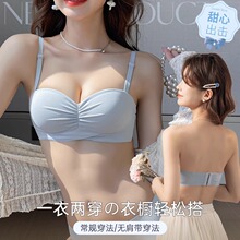 广东汕头无痕手掌杯内衣女小胸聚拢无钢圈收副乳防下垂少女文胸罩