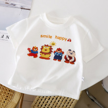 厂家 纯棉儿童短袖t恤夏季新款洋气薄款半袖中大童男女童上衣潮宝