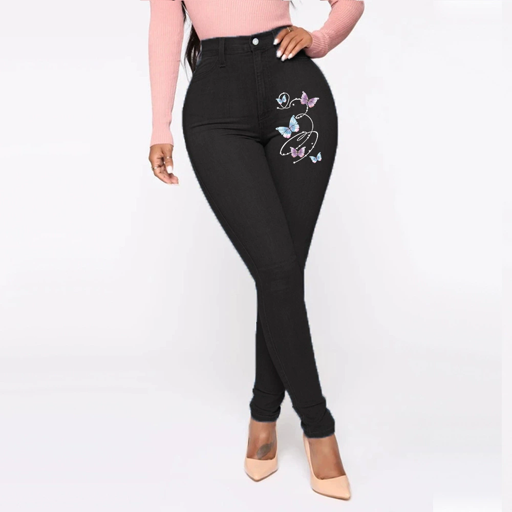 Джинсы-бабочки с европейским принтом джинсы женские брюки-карандаш сексуальная JN01-276