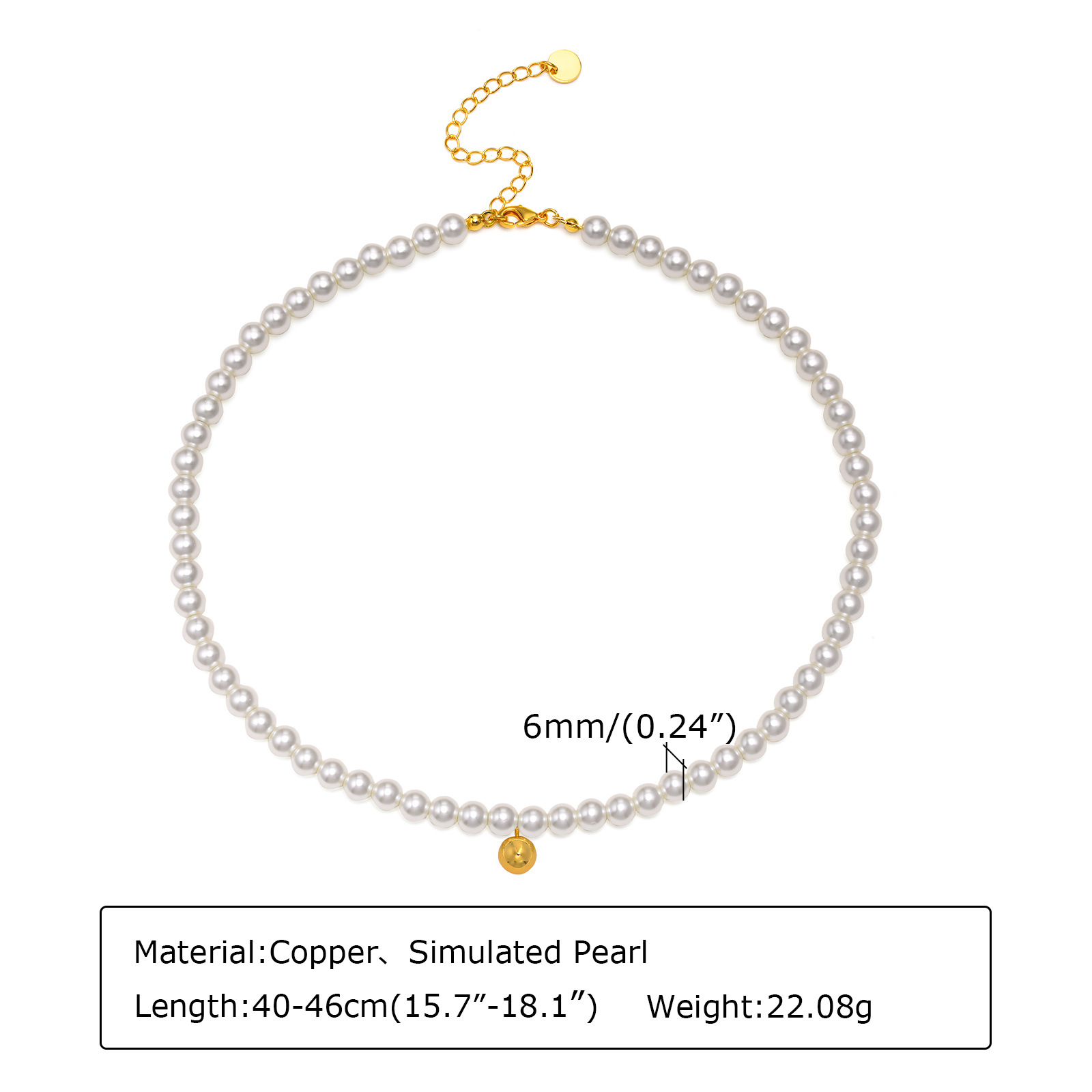 Elegant Round Titanium Steel Beaded Artificial Pearls Necklace