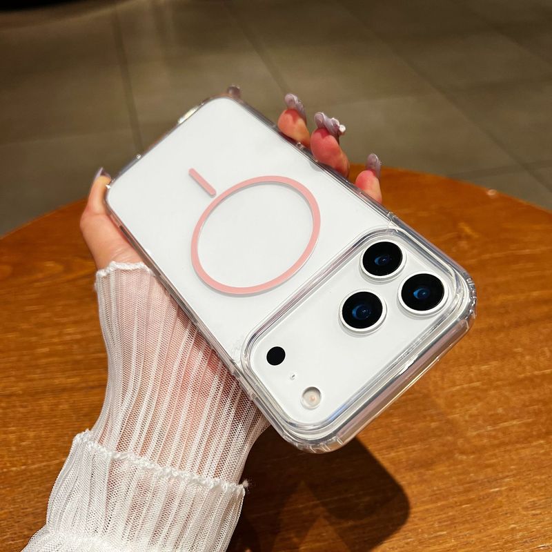 适用iPhone17PROMAX手机壳高透亚克力细圈磁吸苹果16/15简约防摔X|undefined