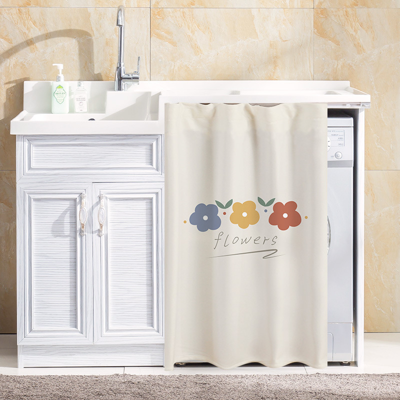 Washing machine sunshade cover, balcony sunshade curtain, waterproof and dustproof curtain, heat-insulating blackout cover, no-drill pull-down curtain