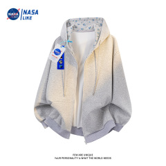 NASAのパーカーの男女の帽子のカーディガンの春と秋の新型のゆったりした純色の上の服のファスナーの長袖のコートのファッションカード