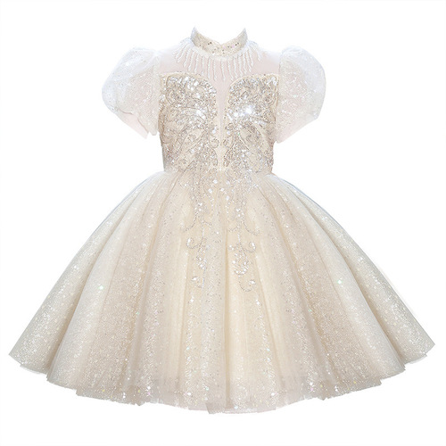 Children's dress princess skirt 2024 summer new children's clothing girl child high-end dress skirt little girl piano performance dress