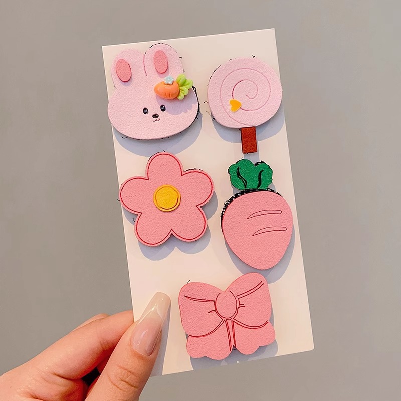 Niños lindos flores de dibujos animados clip para el cabello bebé pequeño clip no lastimar el cabello de la tela de la niña clip de borde de la mejilla