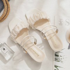 涼鞋2022年女新款百搭夏季網紅韓系時尚粗跟時裝仙女風配裙子拖鞋