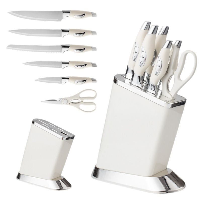 Amazon acero inoxidable utensilios de cocina portacuchillo conjunto completo de utensilios de cocina set asiento elíptico set 7 piezas