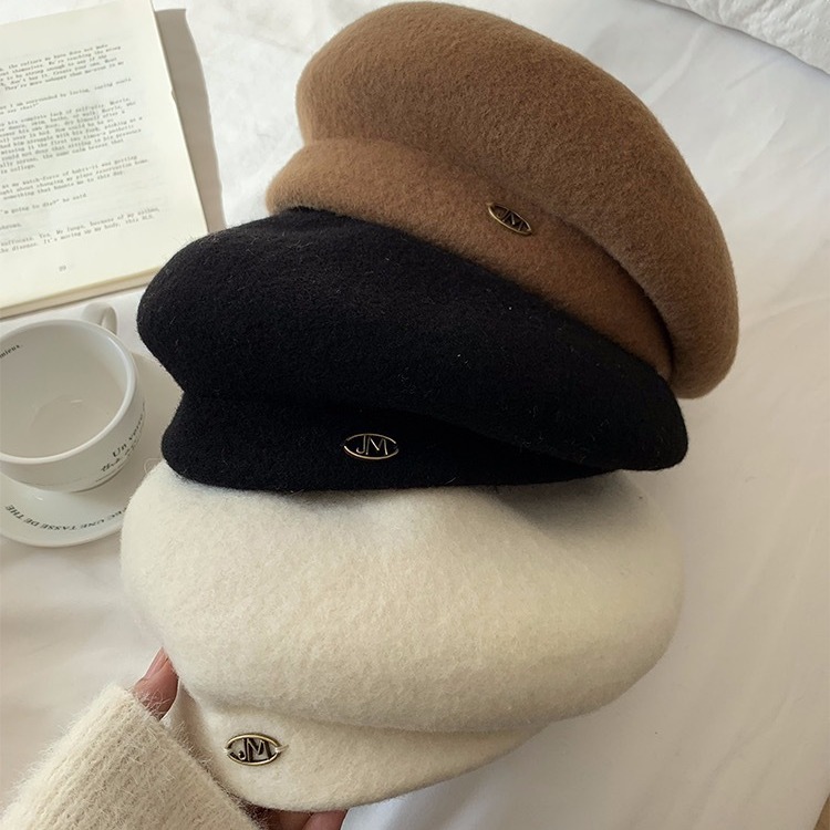 Wool Beret For Women White Raspberry Pink Autumn Winter Painter Hat_voghion.com