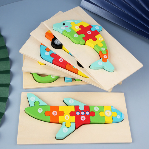 Cross-border animal cartoon three-dimensional puzzle toy early education educational children's large building blocks matching toy scratching board