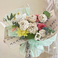 新品奶油泡芙包花紙鮮花內襯包裝防水紙布花店diy包裝材料批發