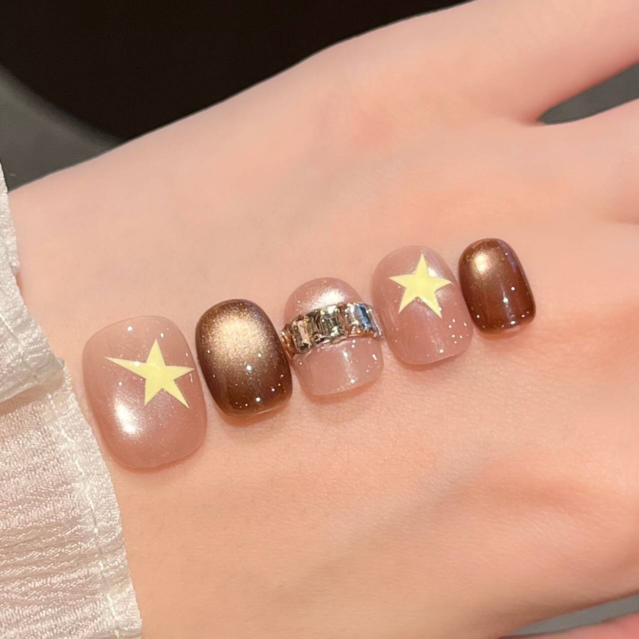 Uña corta de uso universal sensación de alta calidad pura manicure parche de uñas hecha a mano productos terminados nicho temperamento parche de uñas desmontable