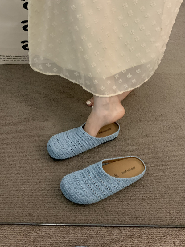 女性が外で履くための厚底ボヘミアンビルケンシュトックシューズ、2025年春夏休暇用スリッポンつま先ハーフスリッポンシューズ|undefined