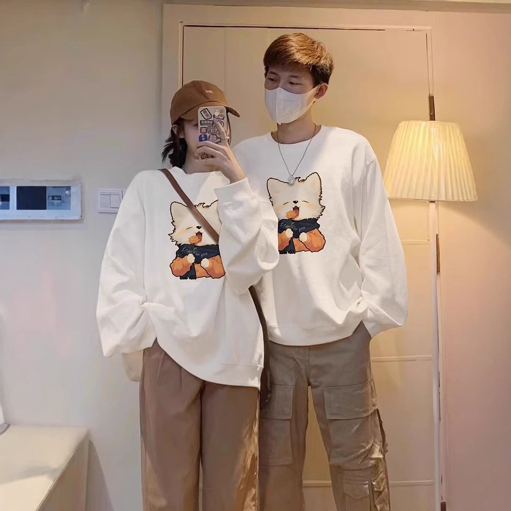 다른 연인 원피스 조끼 2024 새로운 봄과 가을과 겨울 기모 틈새 라운드 목 재미있는 미국인