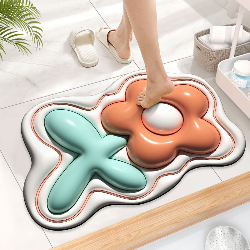 Alfombra de piso de expansión tridimensional 3D baño alfombra absorbente de barro de diatomeas baño puerta del baño alfombra del hogar alfombra antideslizante alfombra del piso