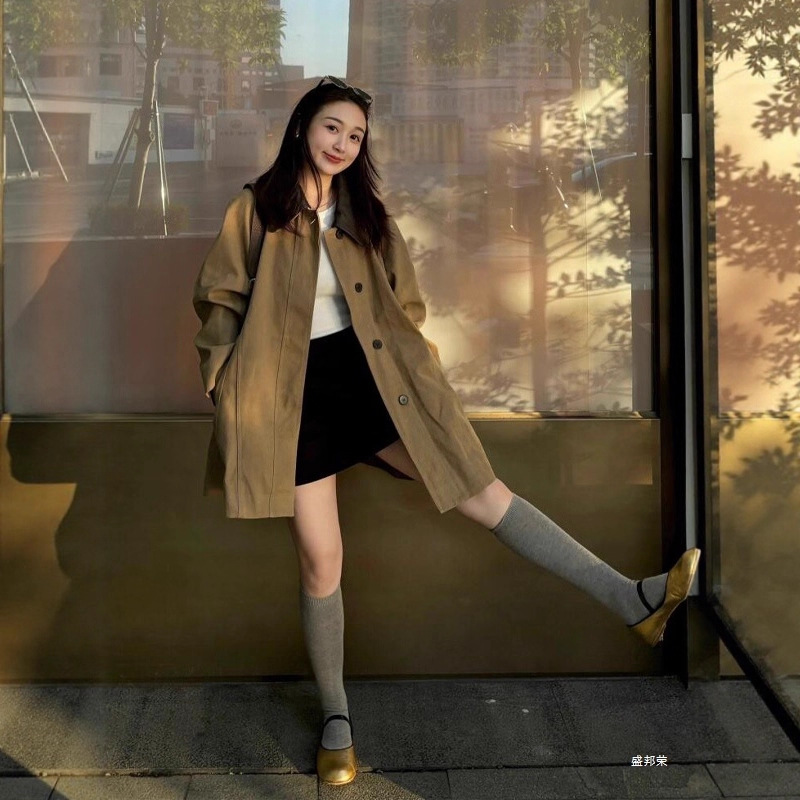 Khaki Trench Coat for Women 2025 Autumn New Stylish Petite Trendy Korean Short Versatile