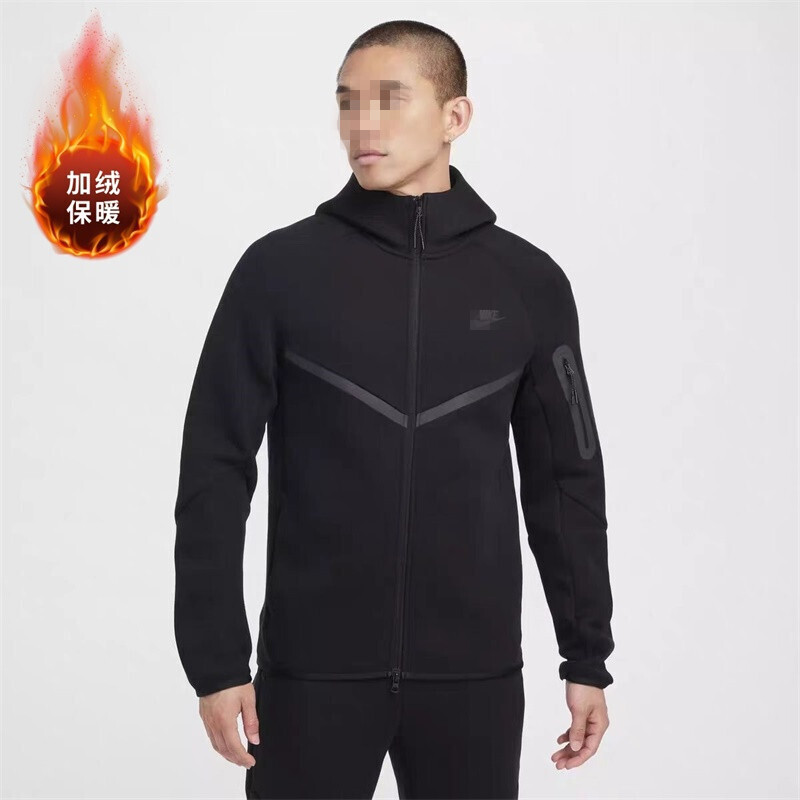 Windbreaker autumn and winter fleece-lined hooded sweatshirt for men and women, fashionable sports casual zip-up jacket, warm outerwear
