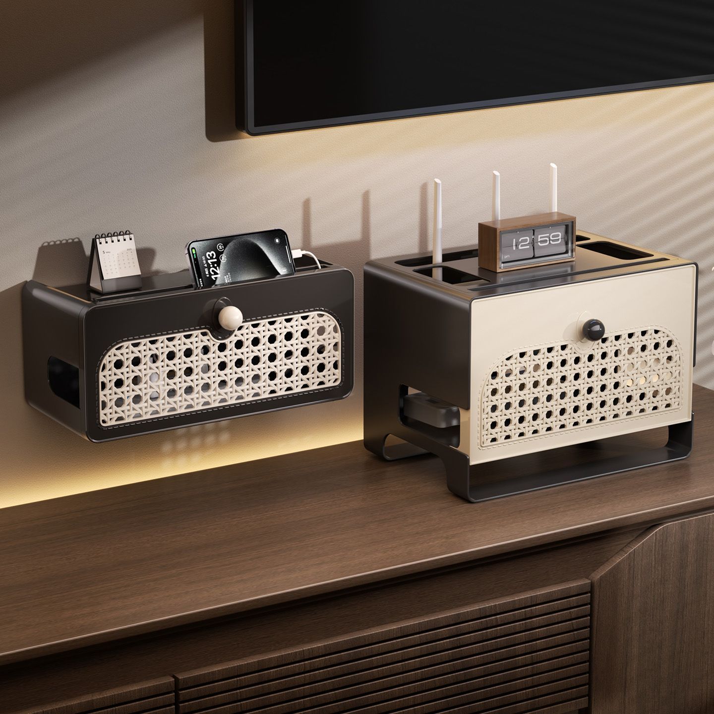 Nrb Router Storage Box Wifi Optical Cat Tv Set-Top Box Storage Hidden Wires Antique Style Ugly Decoration