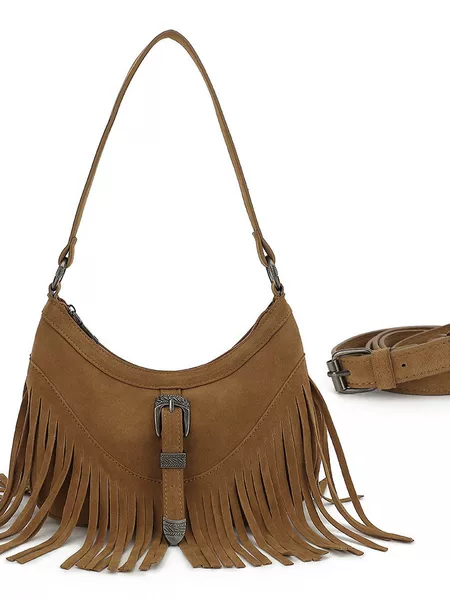 Cross-border in-stock tassel bag for women, Korean-style ins-style suede underarm retro versatile 2026 new single-shoulder crossbody bag for women