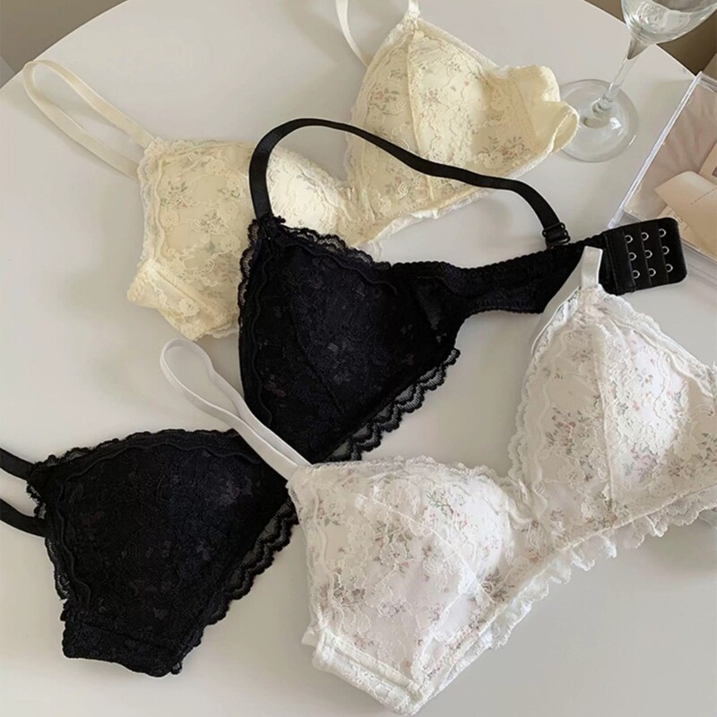 French-Style Lingerie for Women with Small Busts, Push-Up, Pure Desire, Large Busts Appear Smaller, Wireless Thin Bra Set