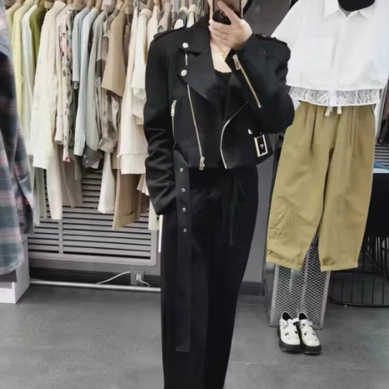 2026 Spring and Autumn New Korean Style Versatile Women's Short Slim Fit Long Sleeve Motorcycle Jacket Coat Ins 2026 Spring and Autumn New Korean Style Versatile Women's Short Slim Fit Long Sleeve Motorcycle Jacket Coat Ins